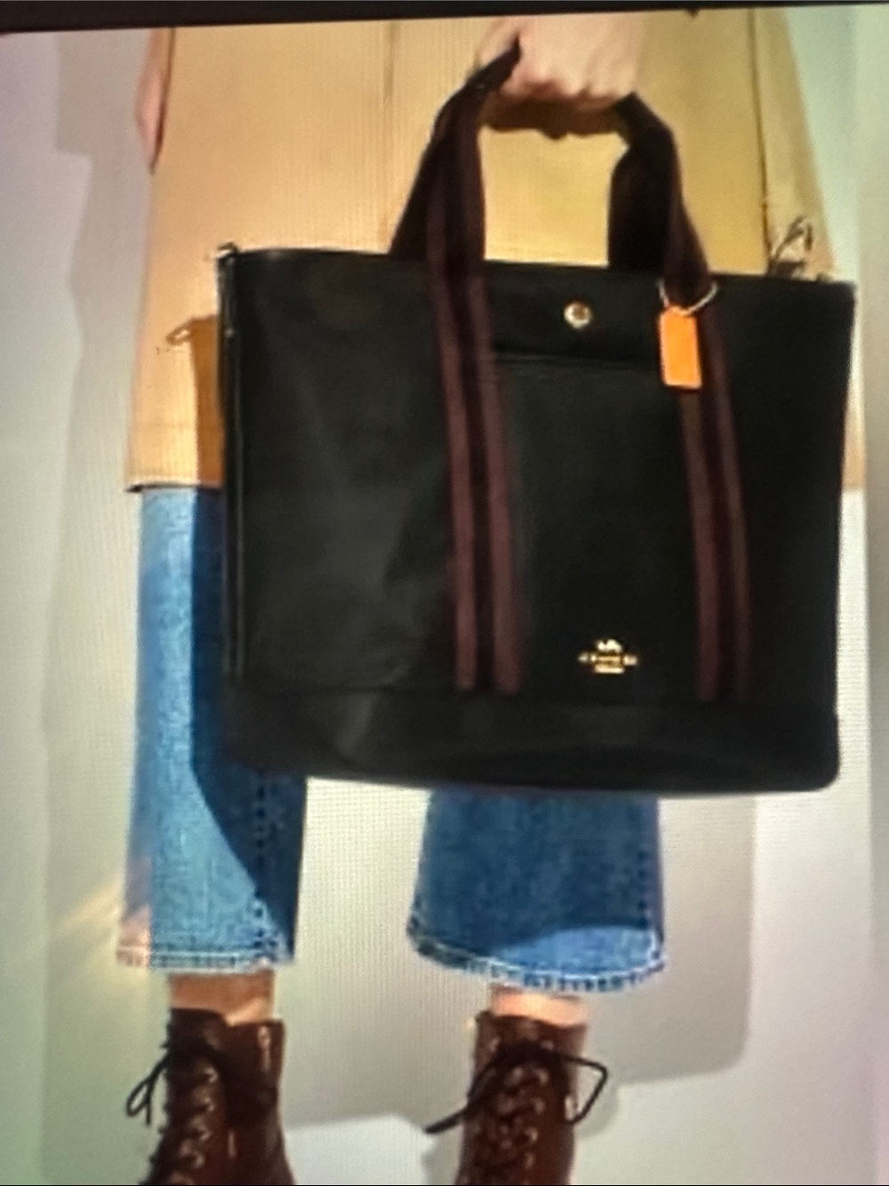 Coach Black Nylon Tote Bag Shoulder Bag Work Travel Carryall Lightweight